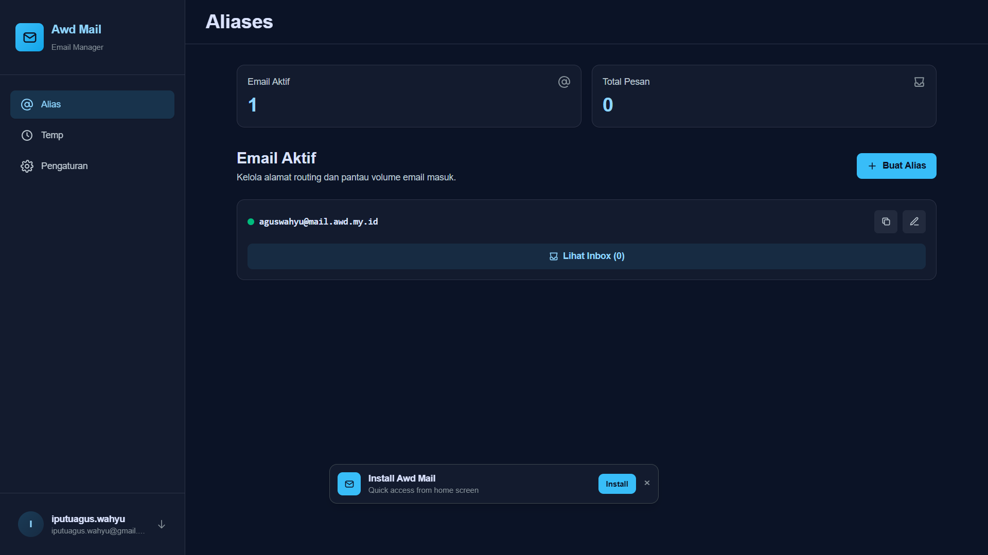 Awd Disposable Mail - Serverless Email Alias & Temporary Mail Platform