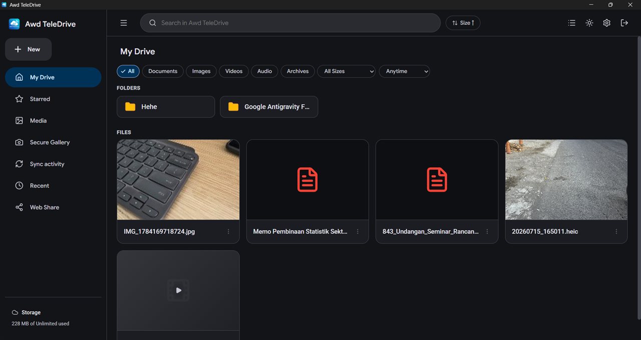 Awd TeleDrive - Unlimited Multi-Platform Telegram Cloud Storage